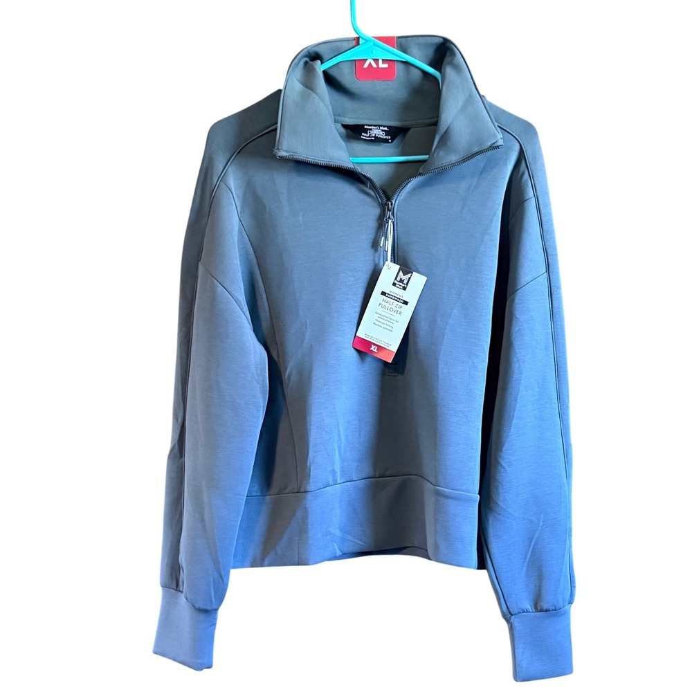 Members Mark Half Zip Pullover Womens XL Green NEW Sandwash Mock Neck MM24810